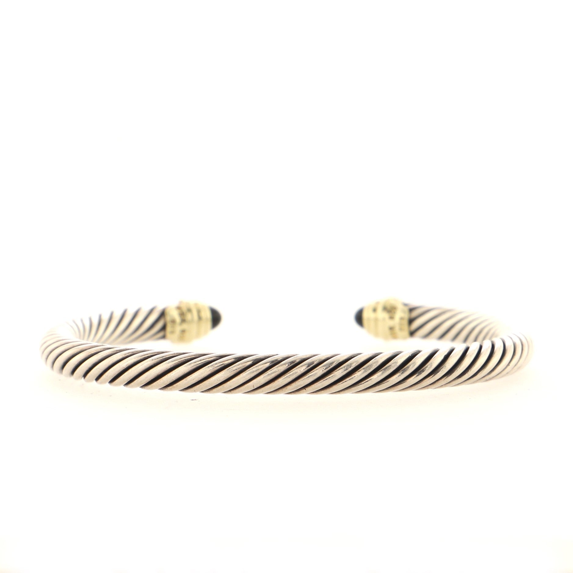 Cable Classic Bracelet Sterling Silver with 14K Yellow Gold and Onyx 5mm