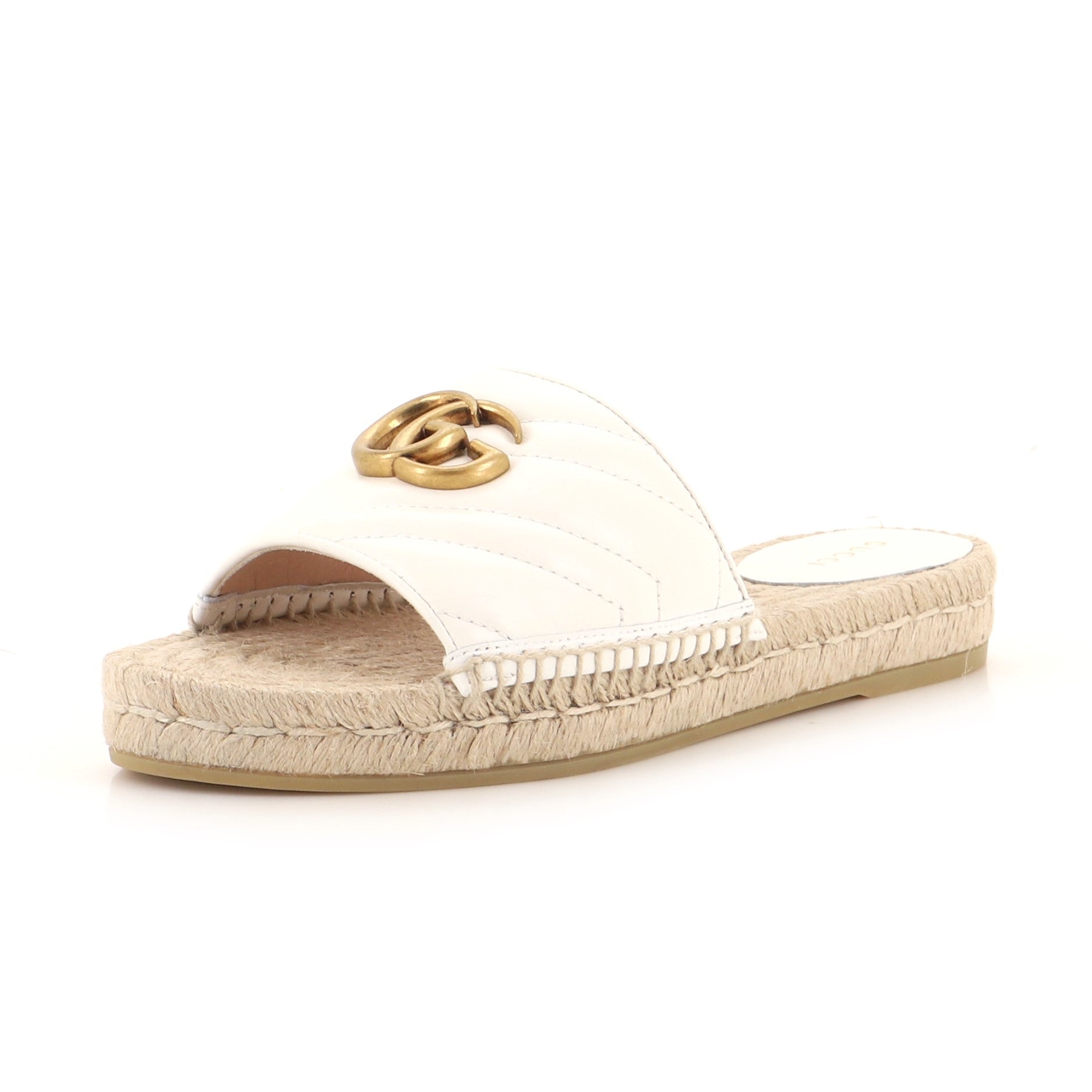 Women's GG Marmont Espadrilles Slide Sandals Matelasse Leather