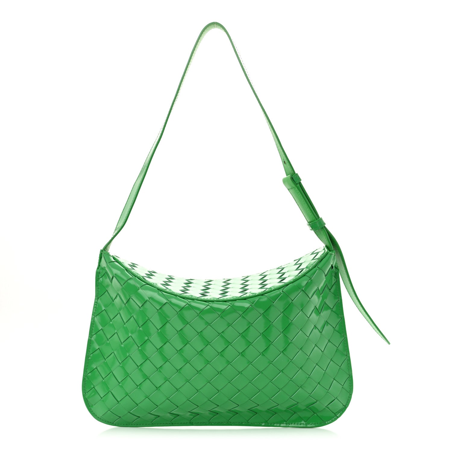 Brushed Calfskin Intrecciato Cradle Fold Over Shoulder Bag Parakeet