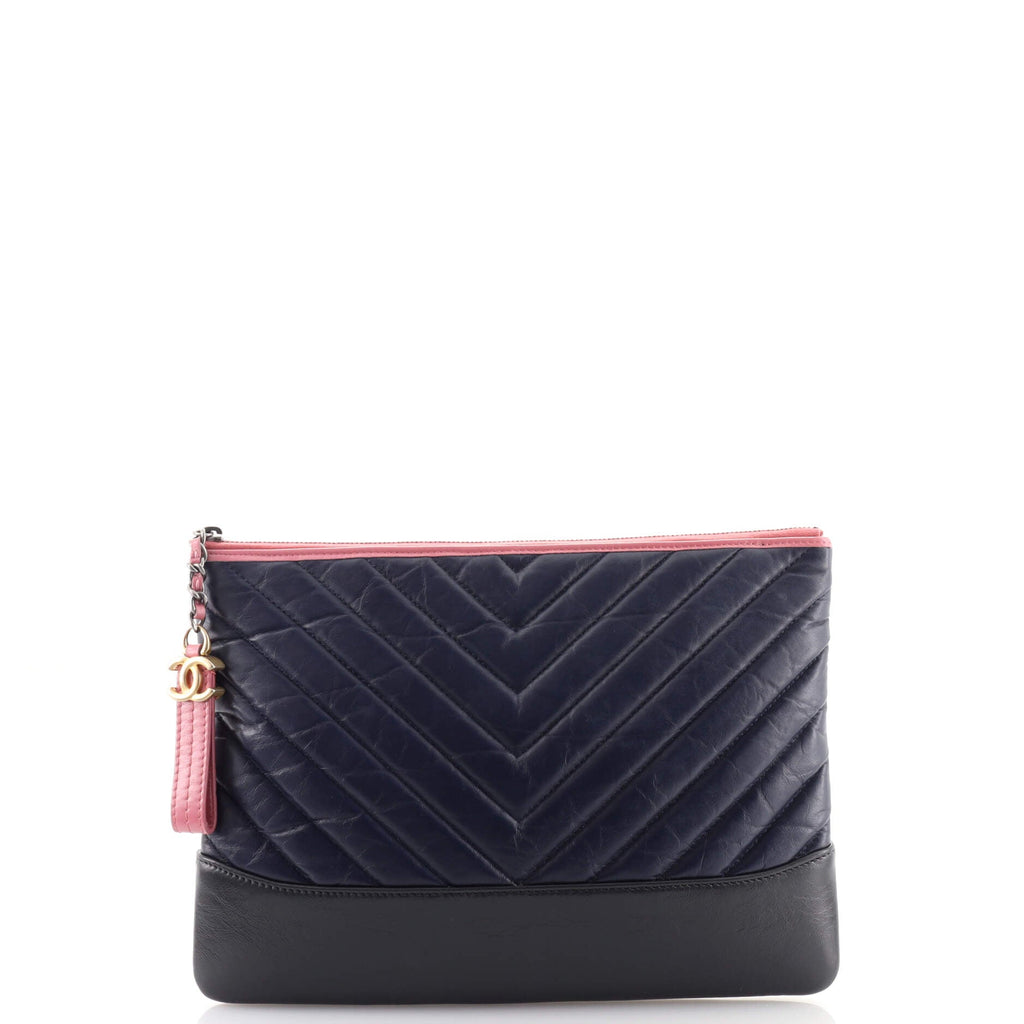 Gabrielle O Case Clutch Chevron Aged Calfskin Medium