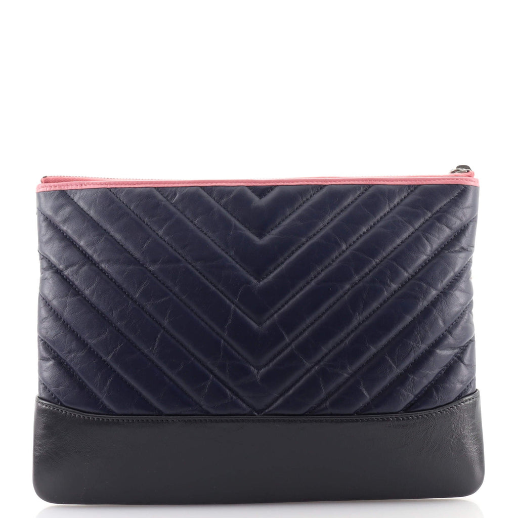 Gabrielle O Case Clutch Chevron Aged Calfskin Medium