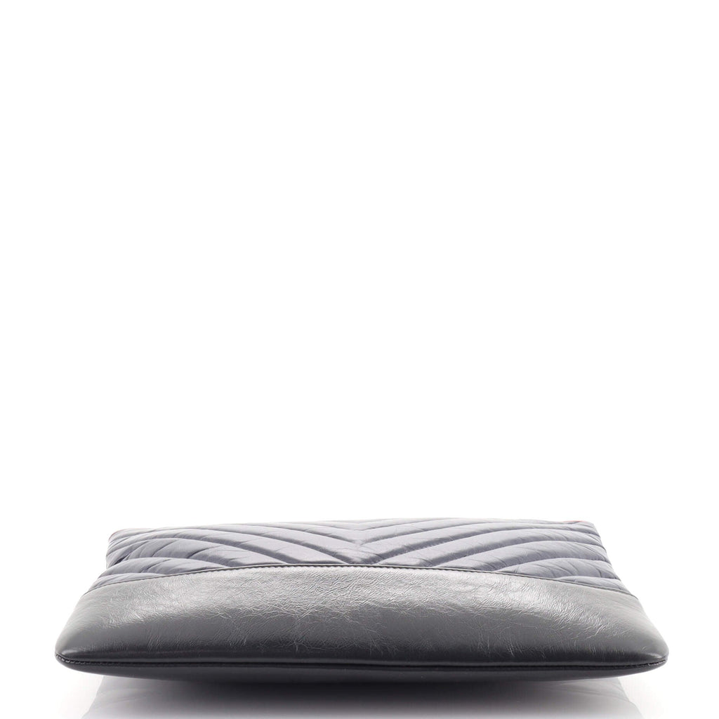 Gabrielle O Case Clutch Chevron Aged Calfskin Medium