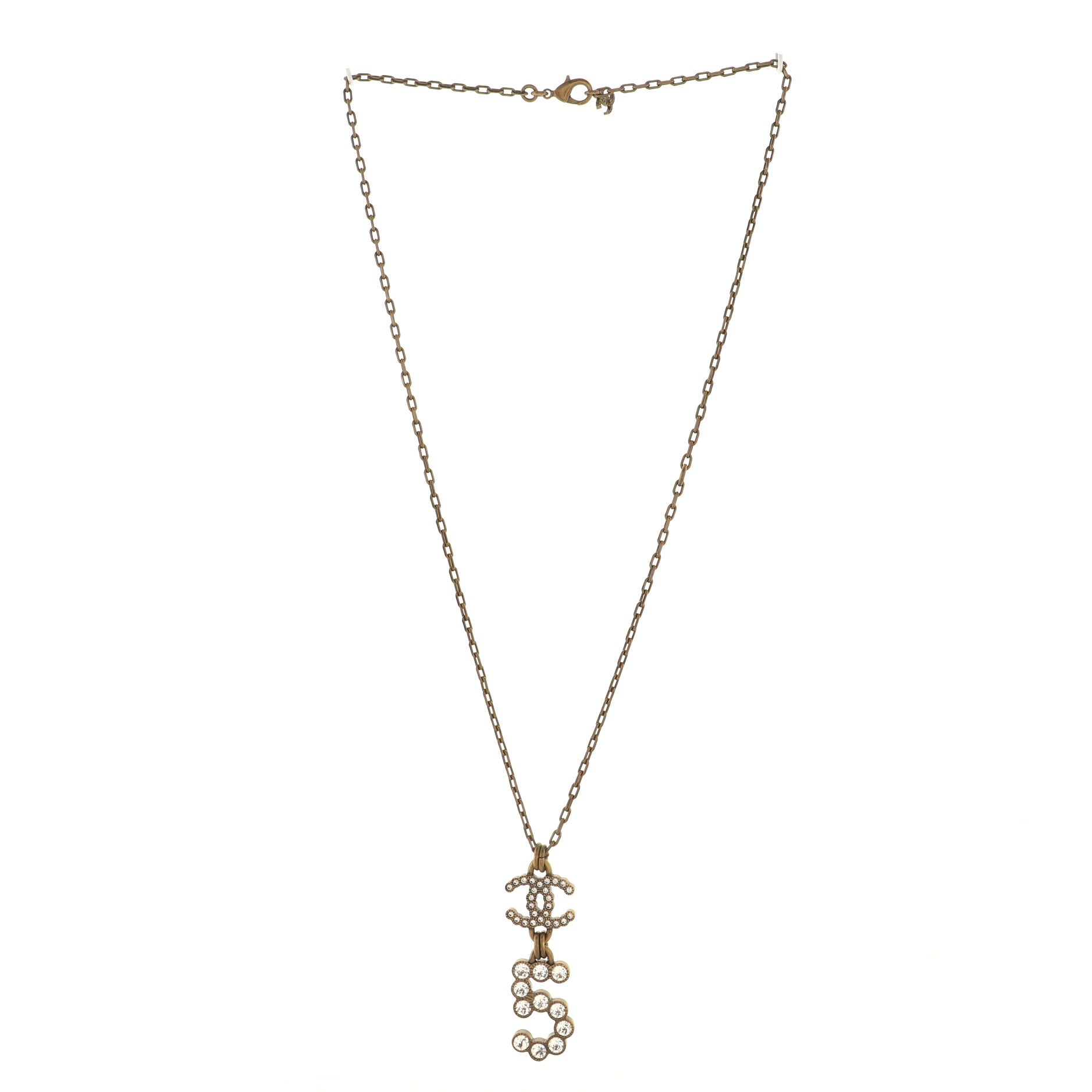 CC No.5  Pendant Necklace Metal with Crystals