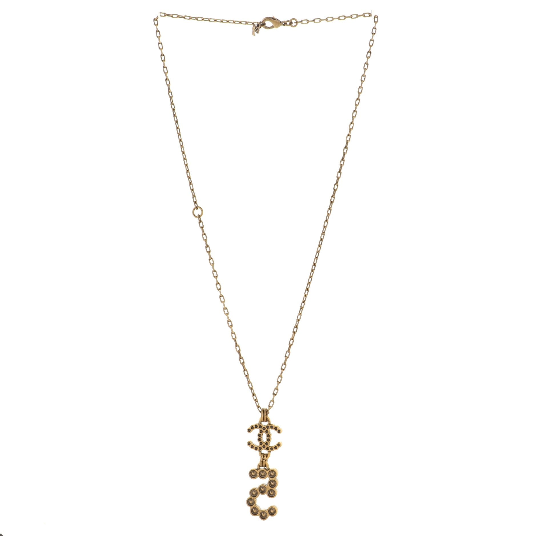 CC No.5  Pendant Necklace Metal with Crystals