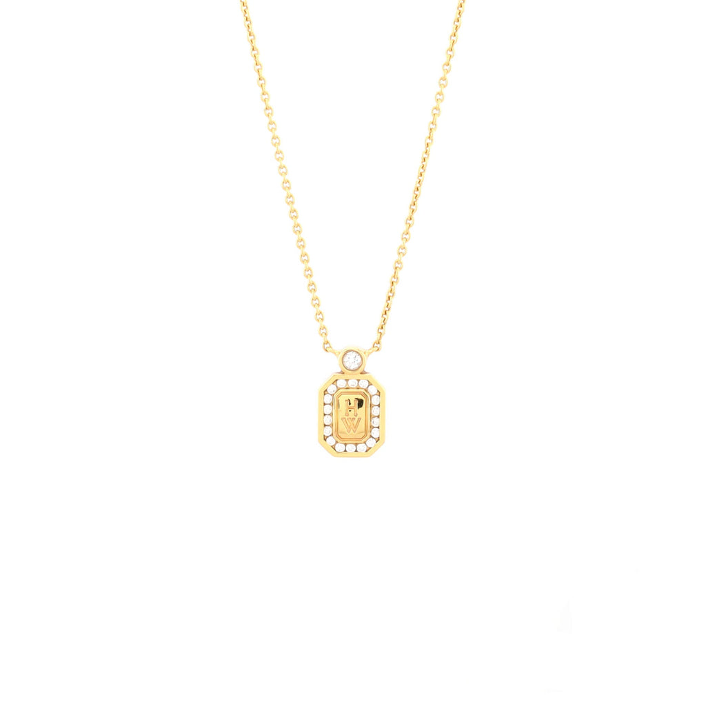 HW Logo Pendant Necklace 18K Yellow Gold with Diamonds