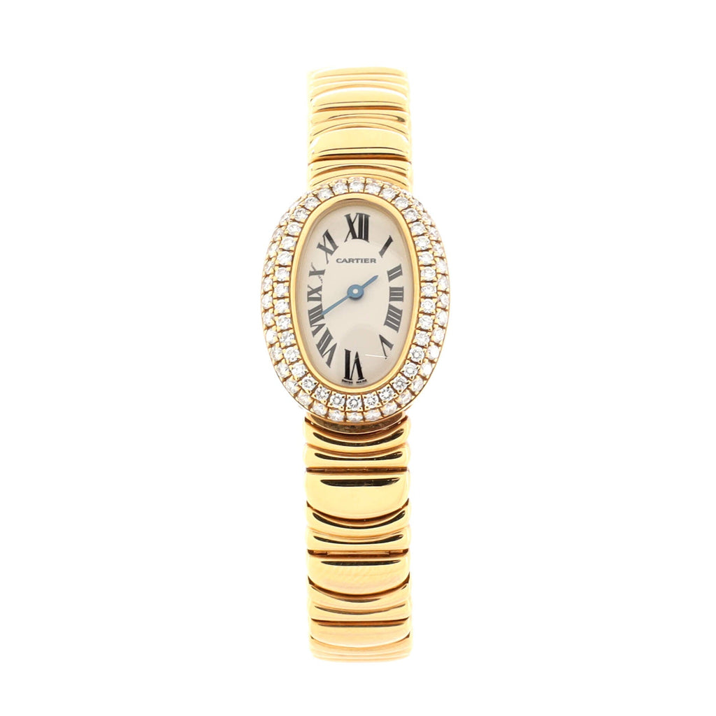 Baignoire Quartz Watch Yellow Gold with Diamond Bezel 18