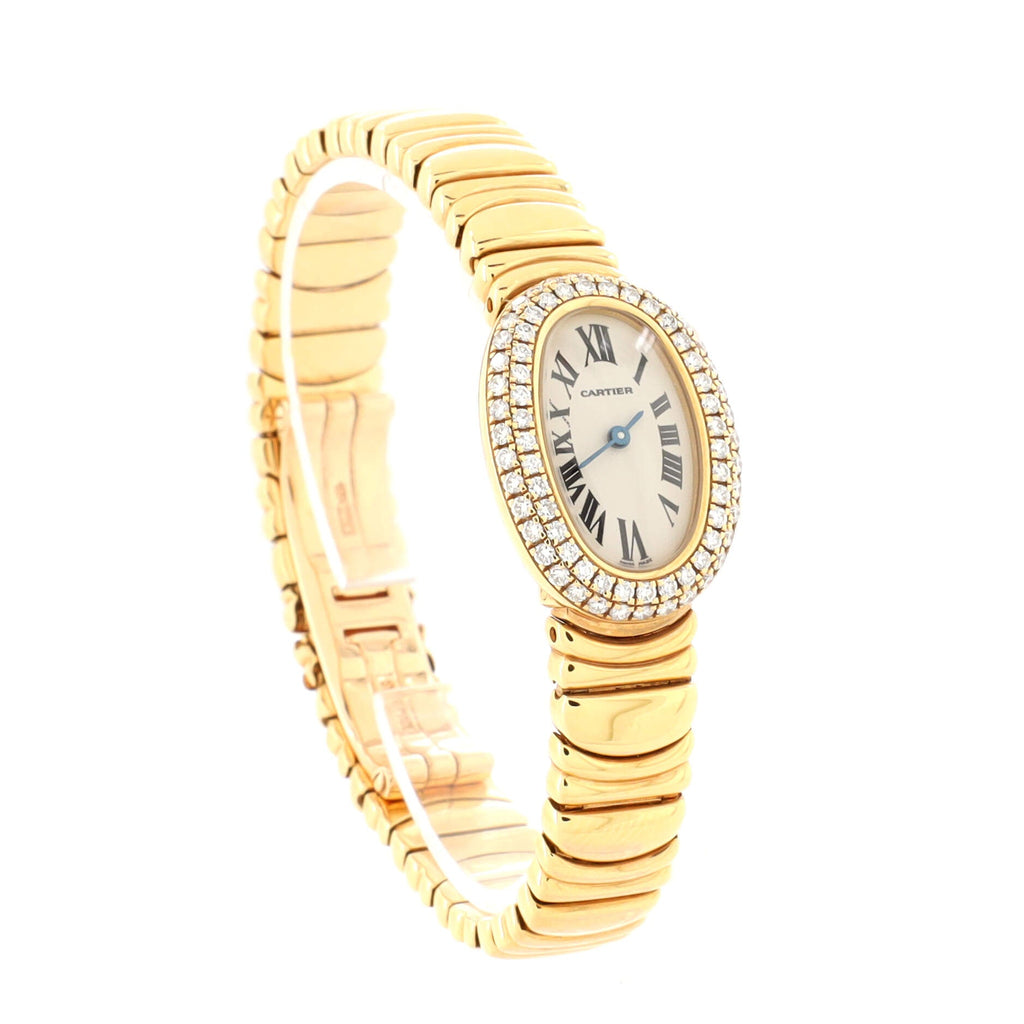 Baignoire Quartz Watch Yellow Gold with Diamond Bezel 18