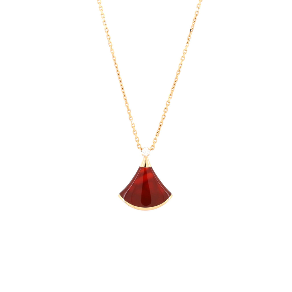 Diva's Dream Pendant Necklace 18K Rose Gold with Carnelian and Diamond Small