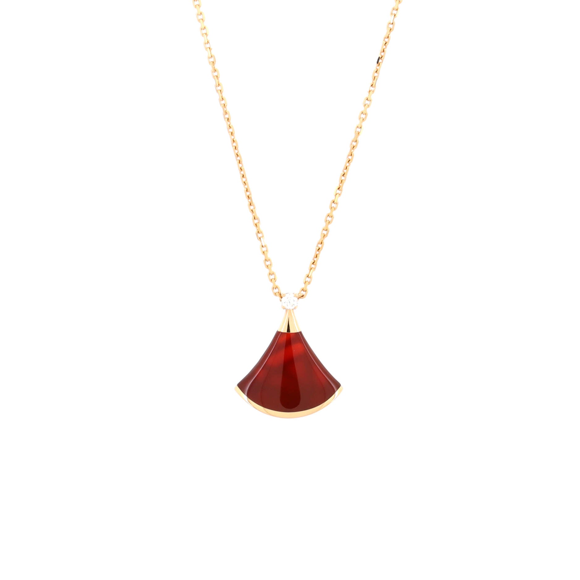 Diva's Dream Pendant Necklace 18K Rose Gold with Carnelian and Diamond Small