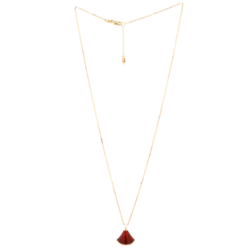 Diva's Dream Pendant Necklace 18K Rose Gold with Carnelian and Diamond Small
