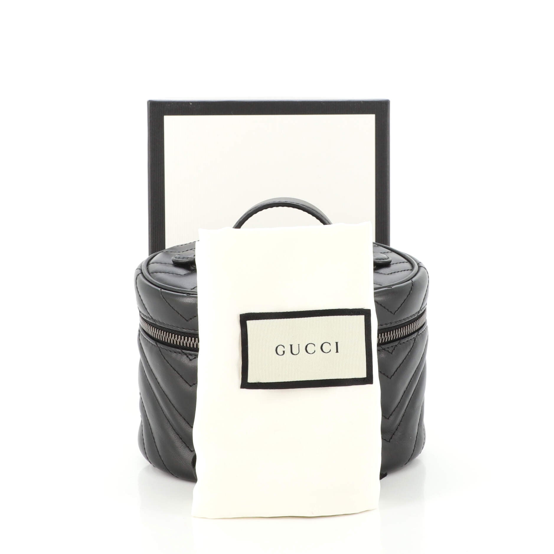 GG Marmont Top Handle Cosmetic Case Matelasse Leather Mini