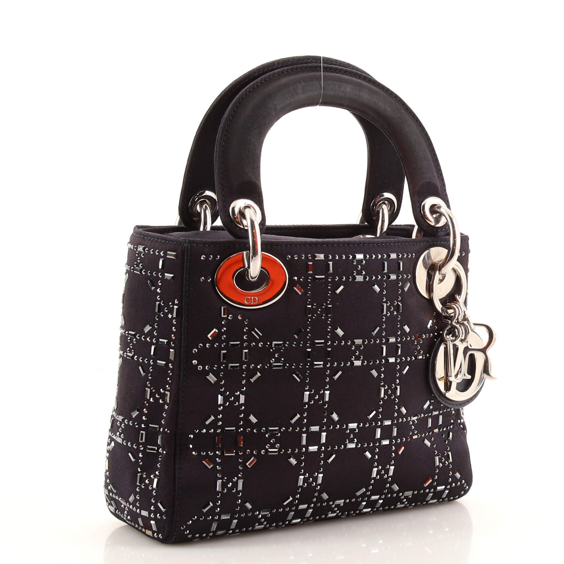 Lady Dior Bag Crystal Embellished Cannage Quilt Satin Mini