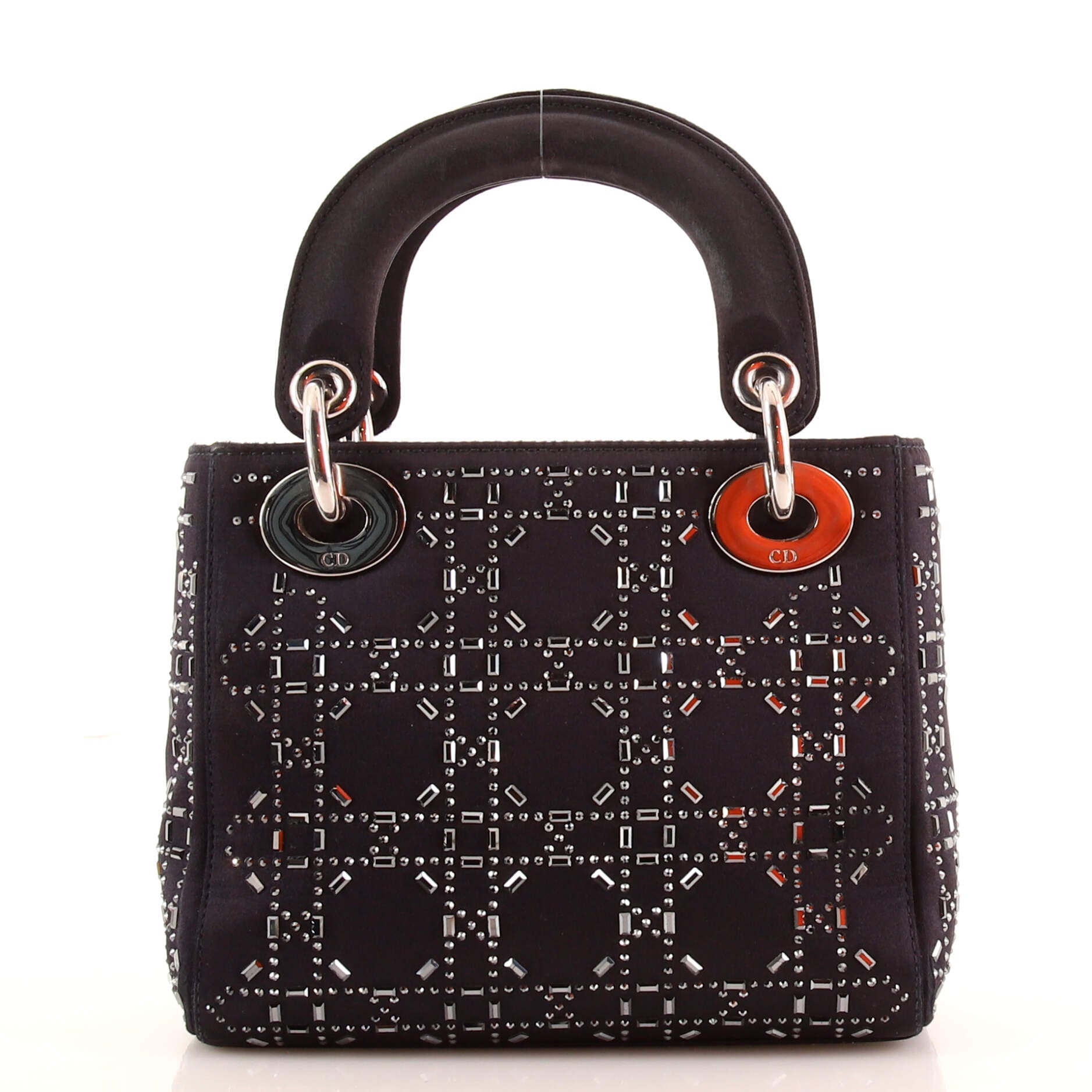Lady Dior Bag Crystal Embellished Cannage Quilt Satin Mini