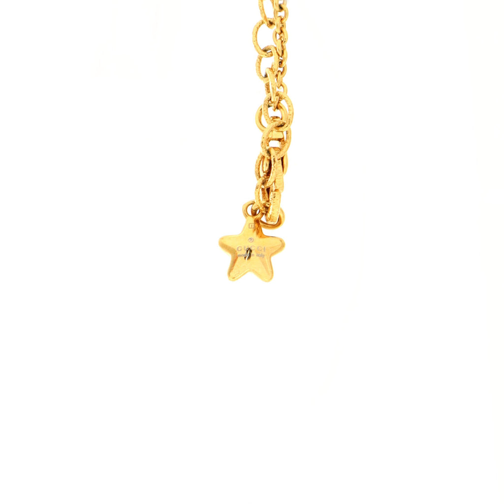 Script Logo Star Necklace Metal with Crystal