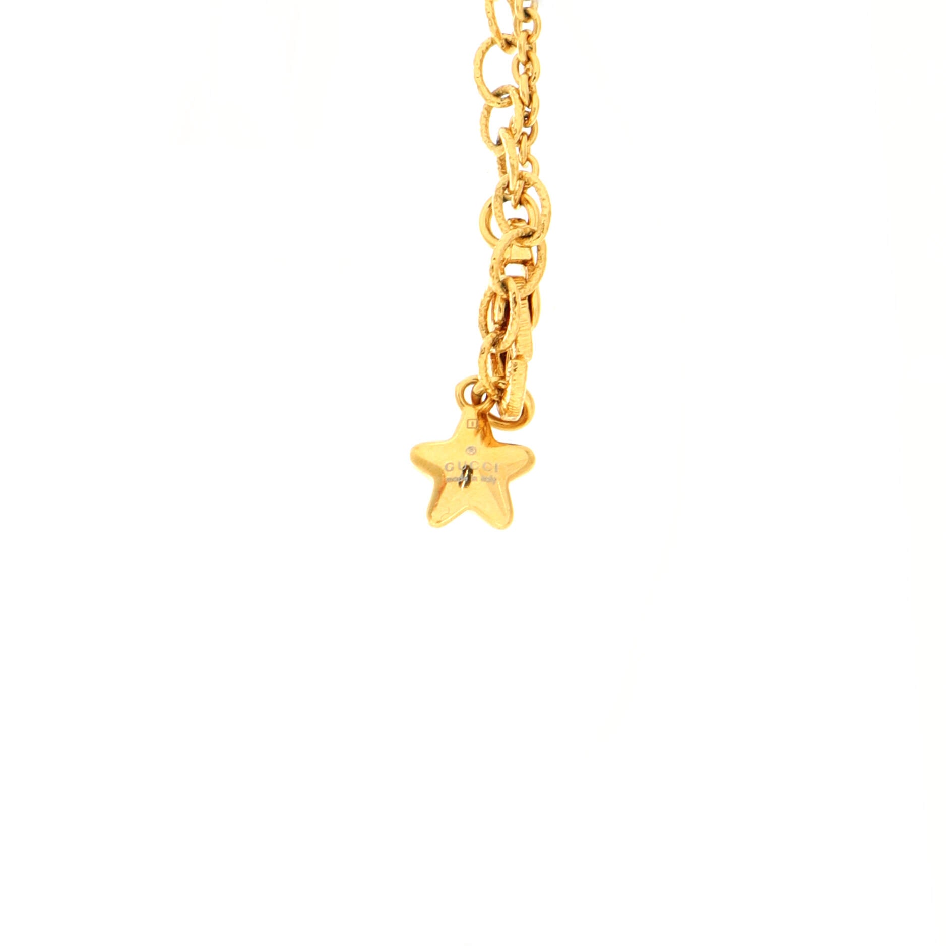 Script Logo Star Necklace Metal with Crystal