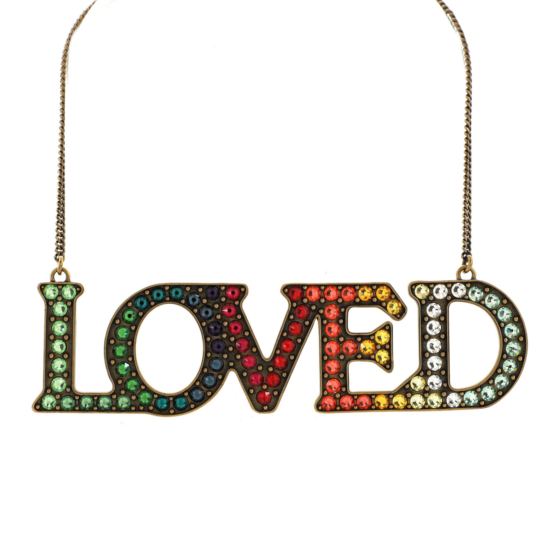 Loved Collar Necklace Crystal Embellished Metal