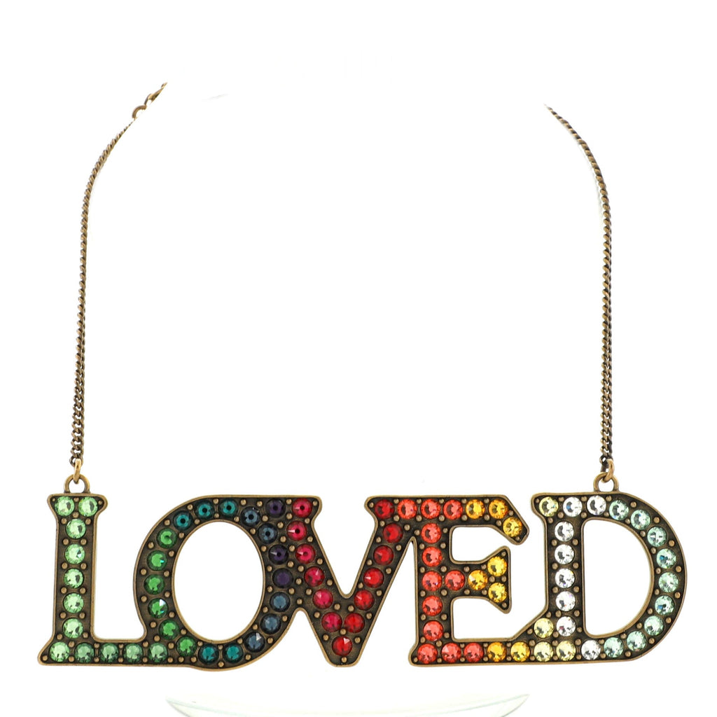 Loved Collar Necklace Crystal Embellished Metal