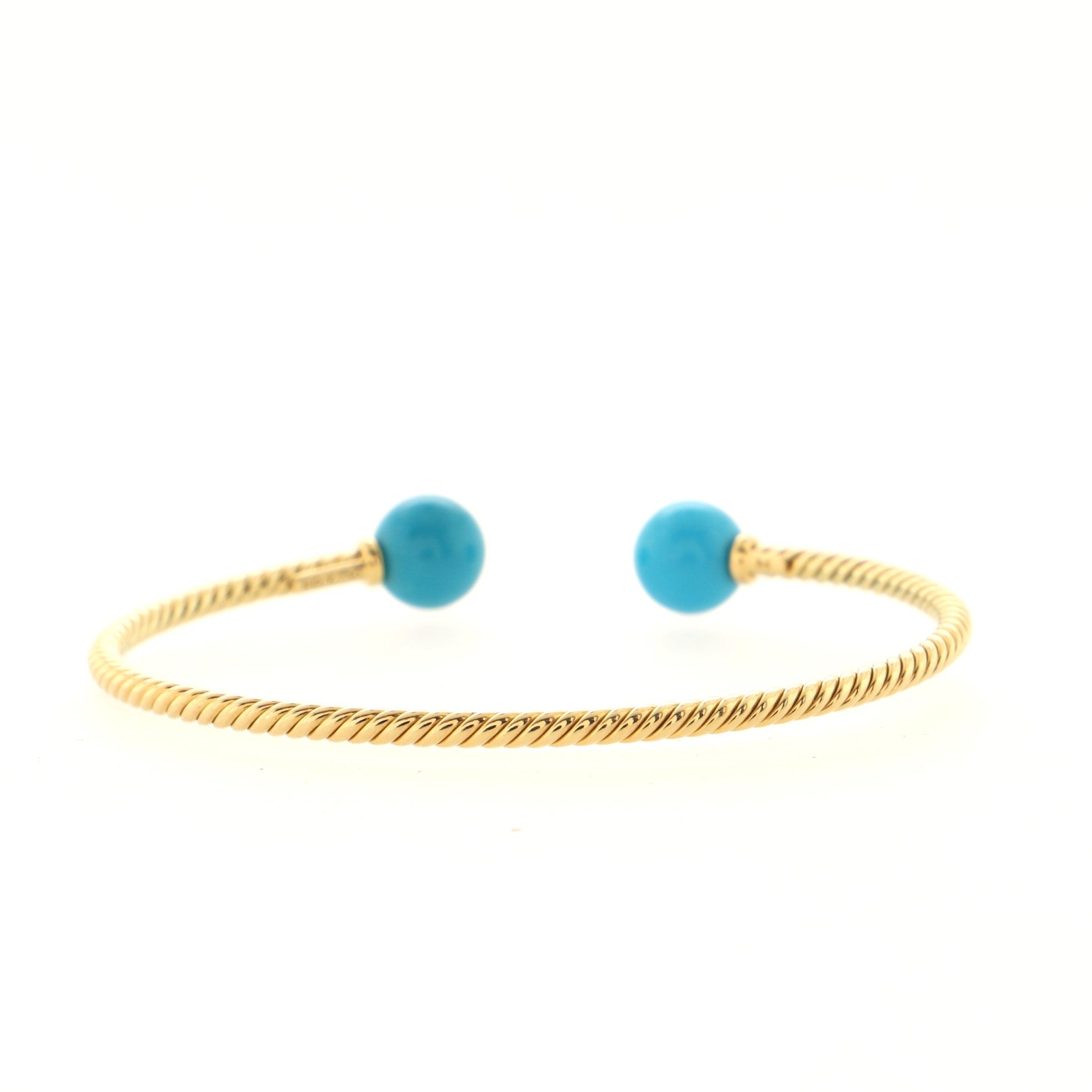 Solari Cuff Bracelet 18K Yellow Gold with Turquoise 9mm