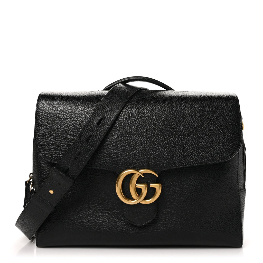 Dollar Calfskin GG Marmont Briefcase Black