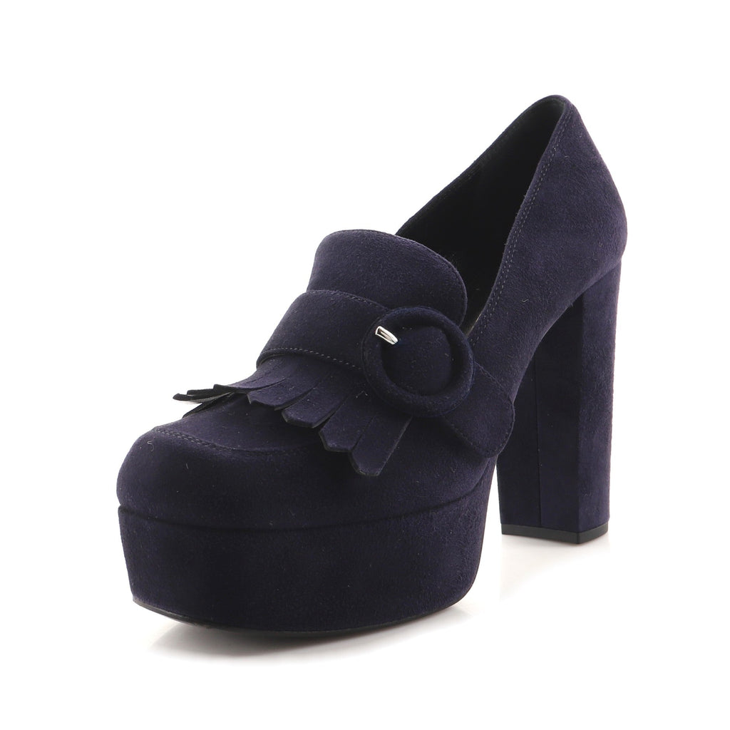Women's Buckle Fringe Heels Suede