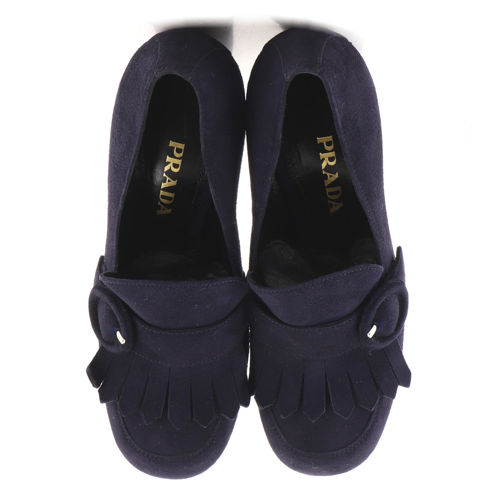 Women's Buckle Fringe Heels Suede