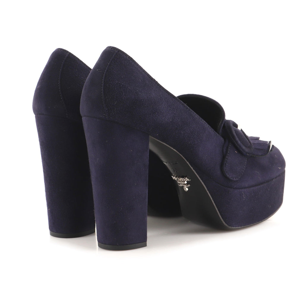 Women's Buckle Fringe Heels Suede