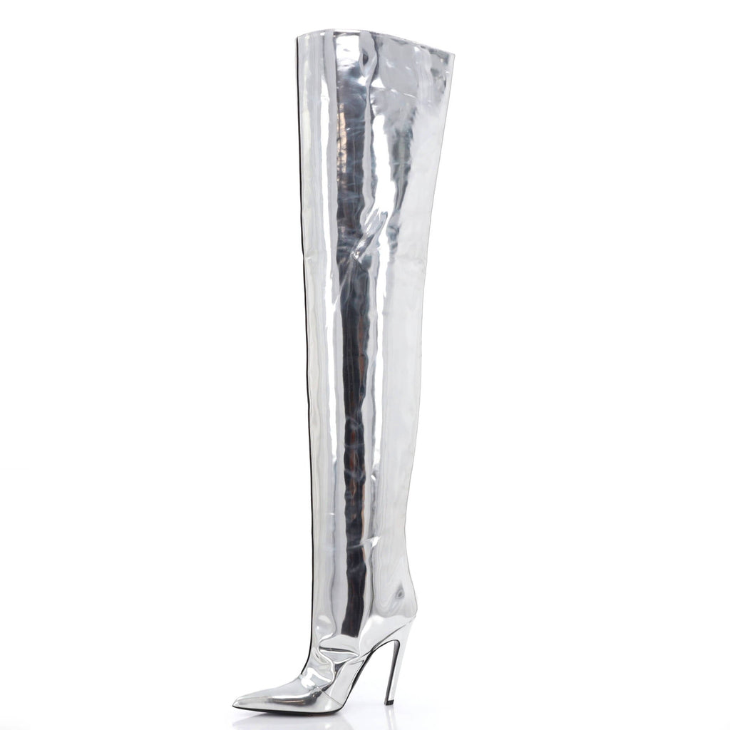 All The Time Over the Knee Boots Metallic Leather