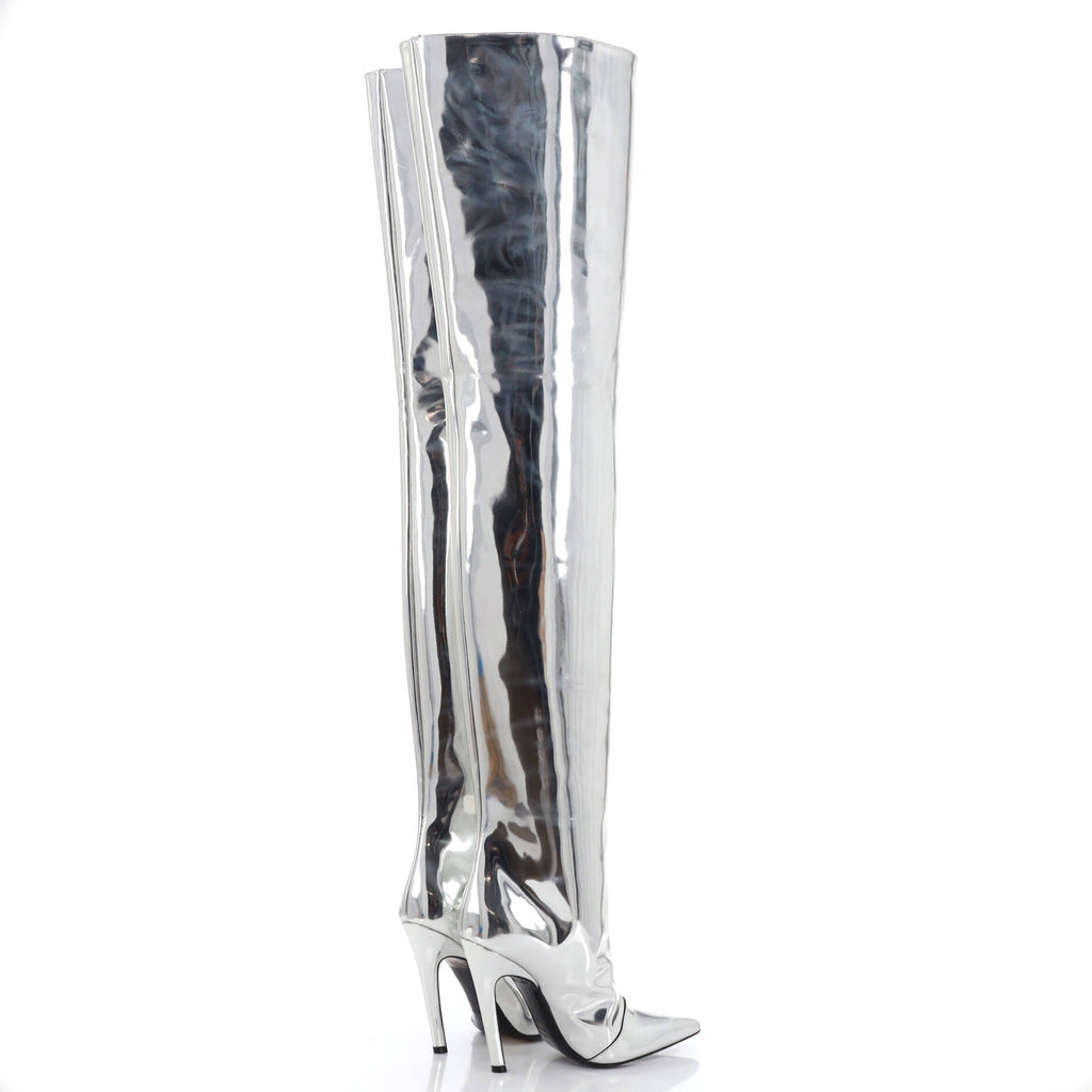 All The Time Over the Knee Boots Metallic Leather