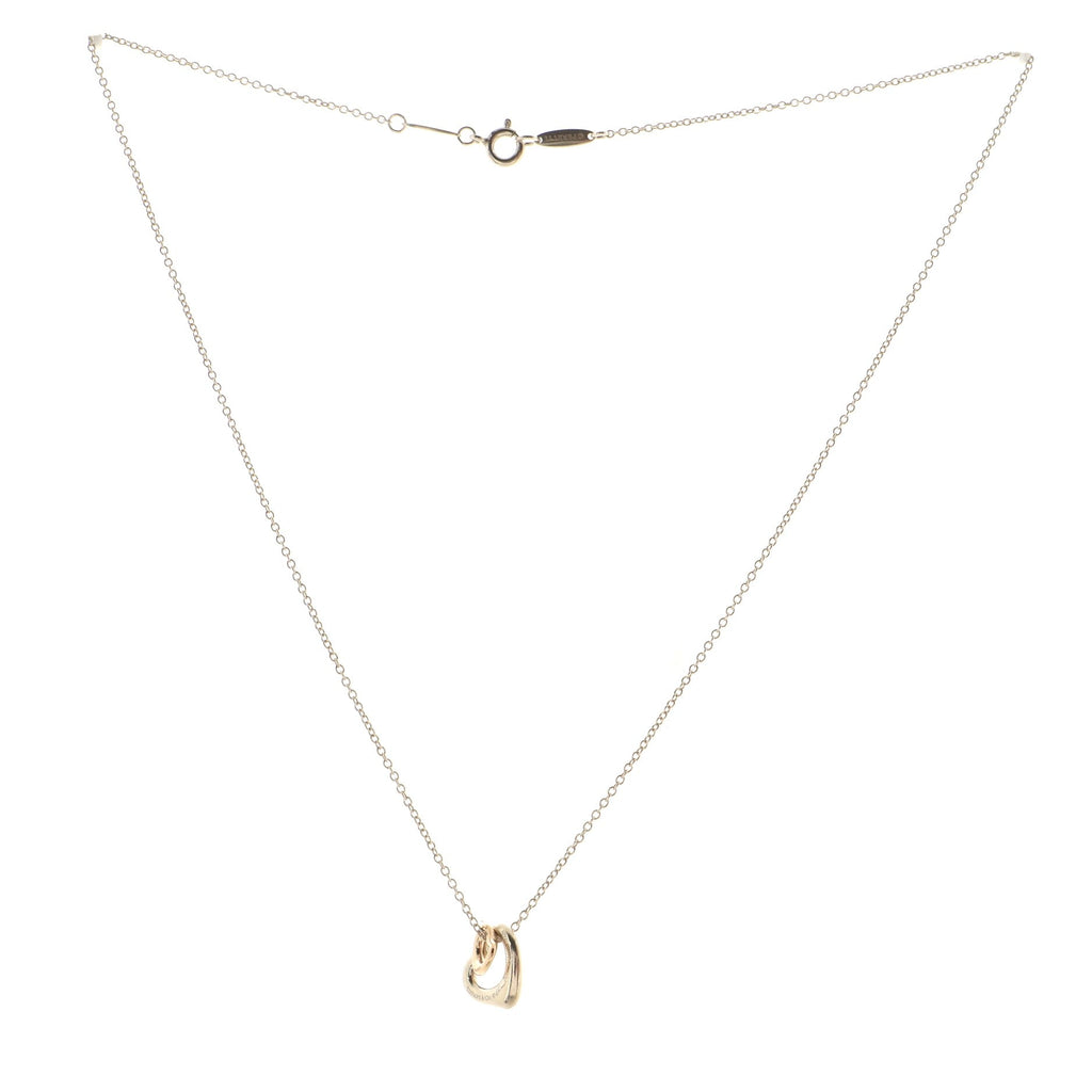 Elsa Peretti Double Open Heart Pendant Necklace Sterling Silver and 18K Rose Gold