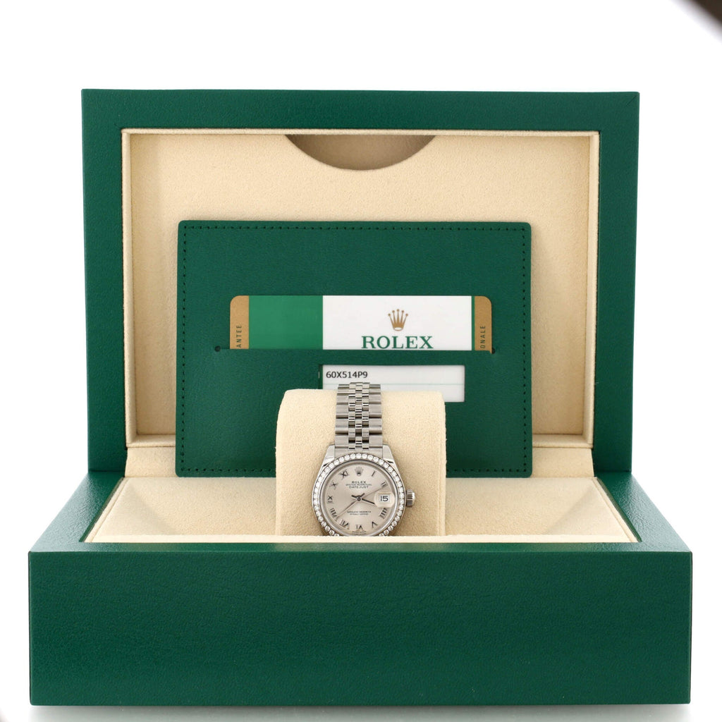 Oyster Perpetual Datejust Automatic Watch Stainless Steel and White Gold with Diamond Bezel 28