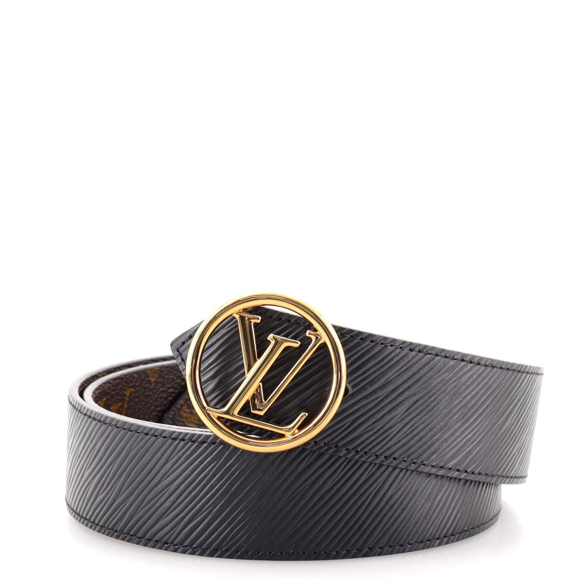 LV Circle Reversible Belt Monogram Canvas and Epi Leather Medium 85