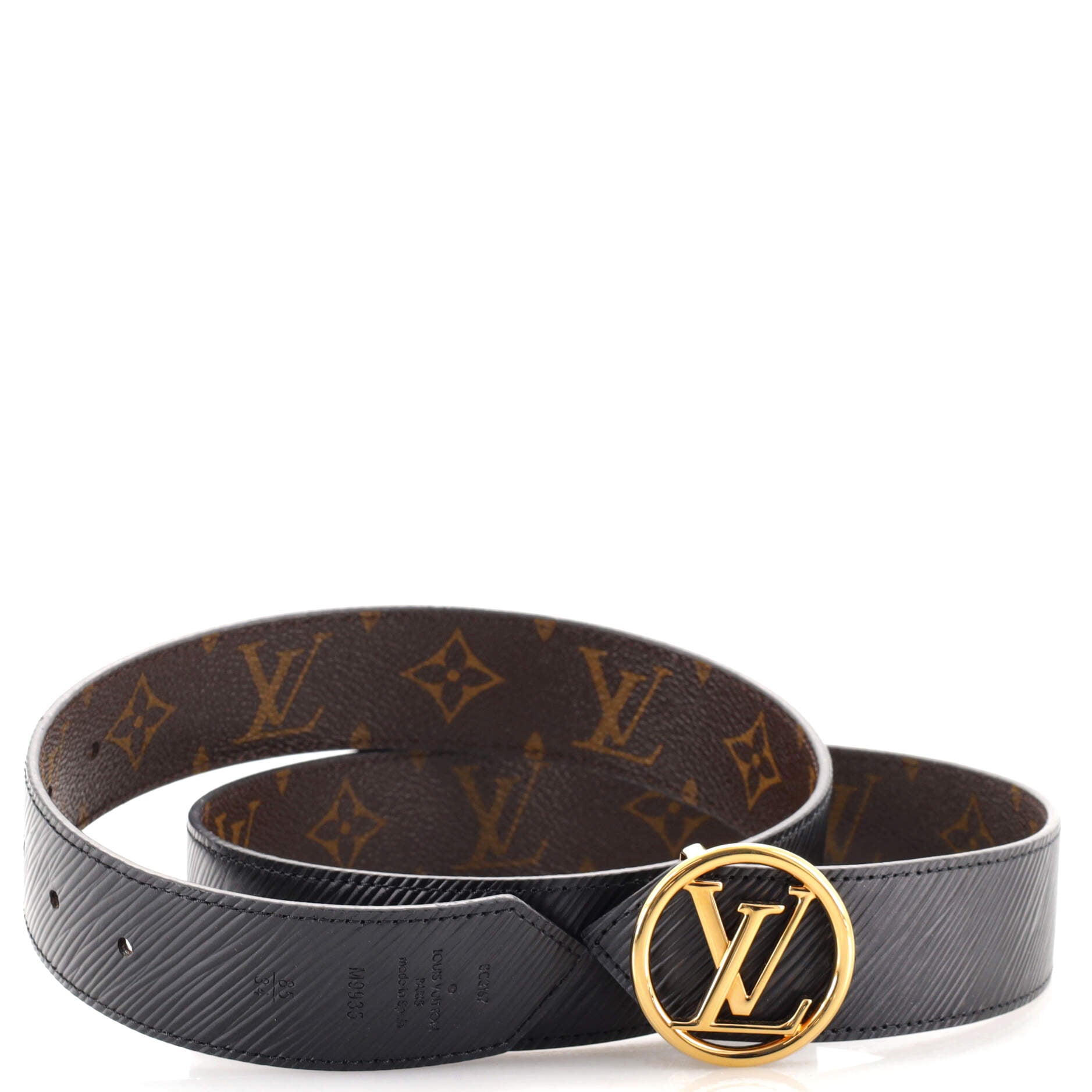 LV Circle Reversible Belt Monogram Canvas and Epi Leather Medium 85