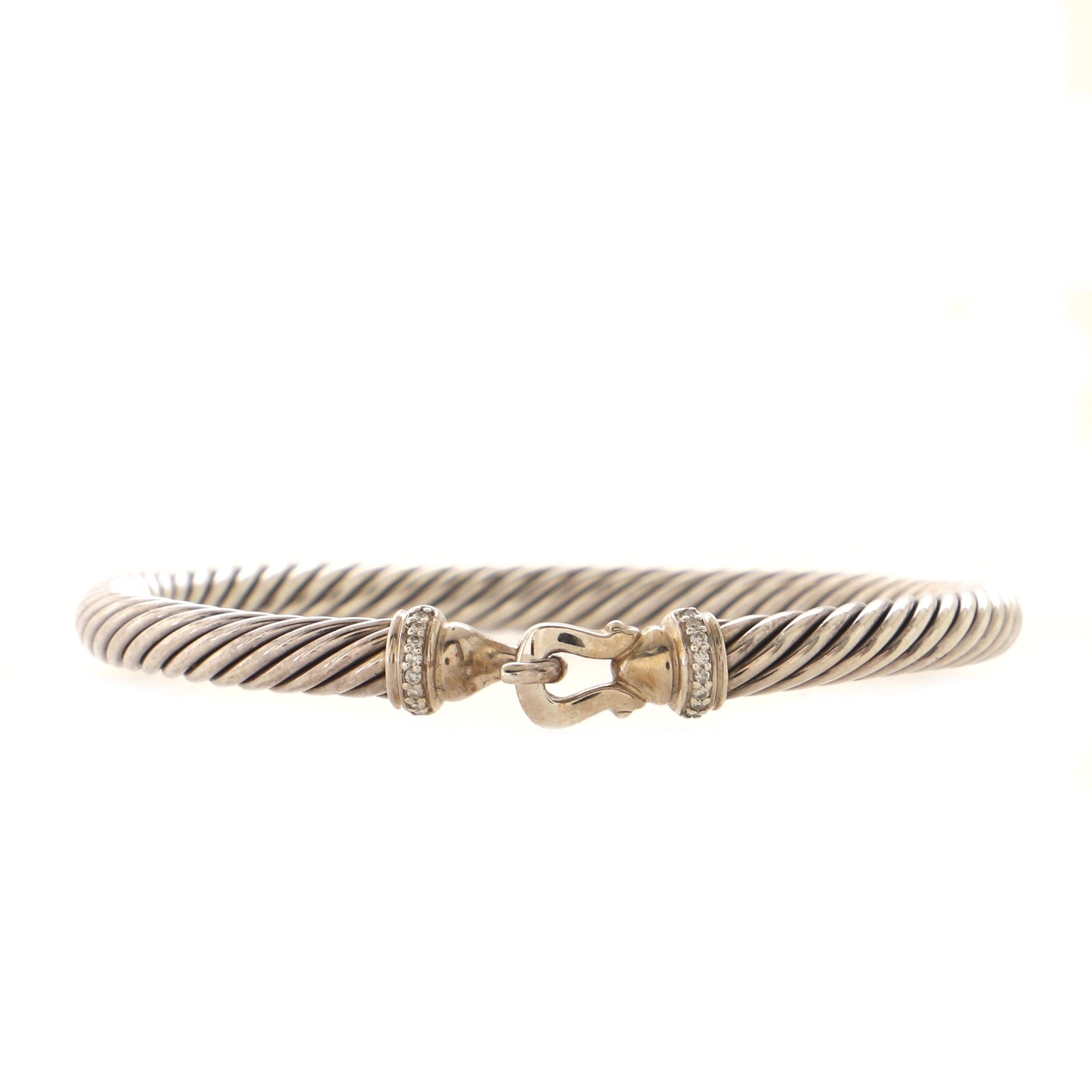 Cable Buckle Bracelet Sterling Silver with Diamonds 5mm