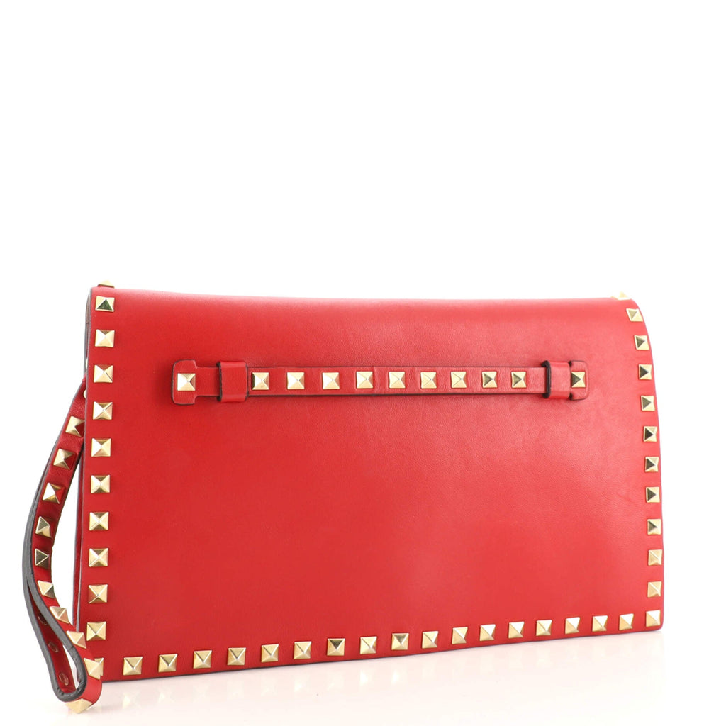 Rockstud Flap Clutch Leather