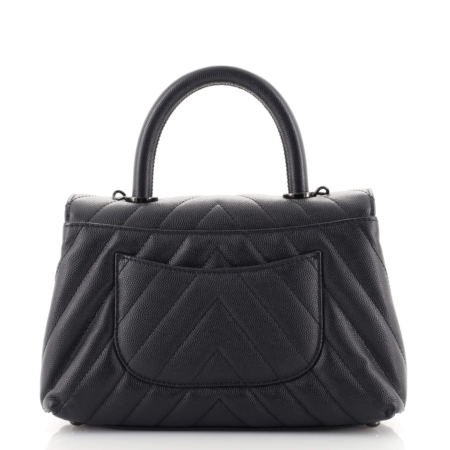So Black Coco Top Handle Bag Chevron Caviar Mini