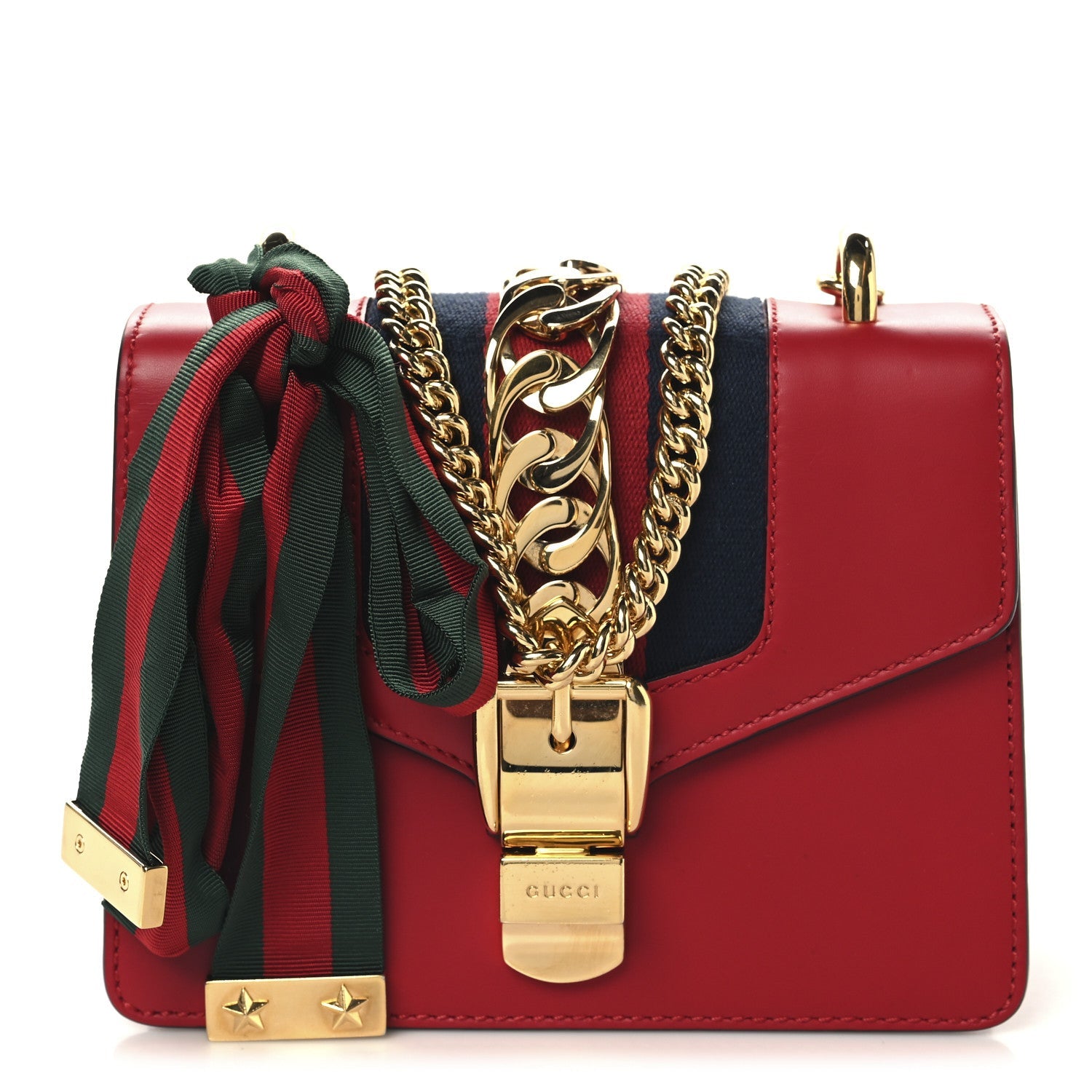 Calfskin Mini Sylvie Chain Shoulder Bag Hibiscus Red