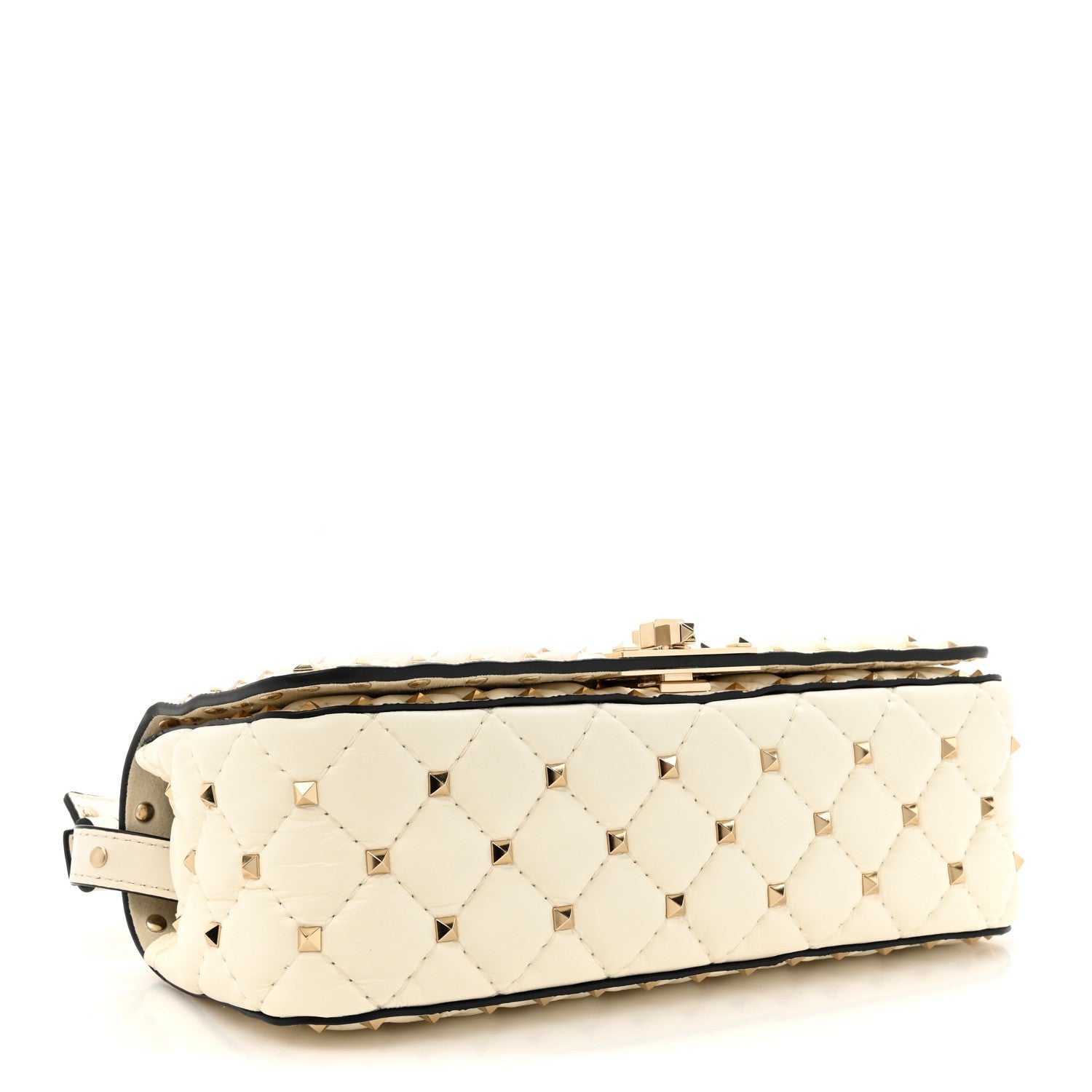 Calfskin Rockstud Spike Convertible Shoulder Bag Ivory