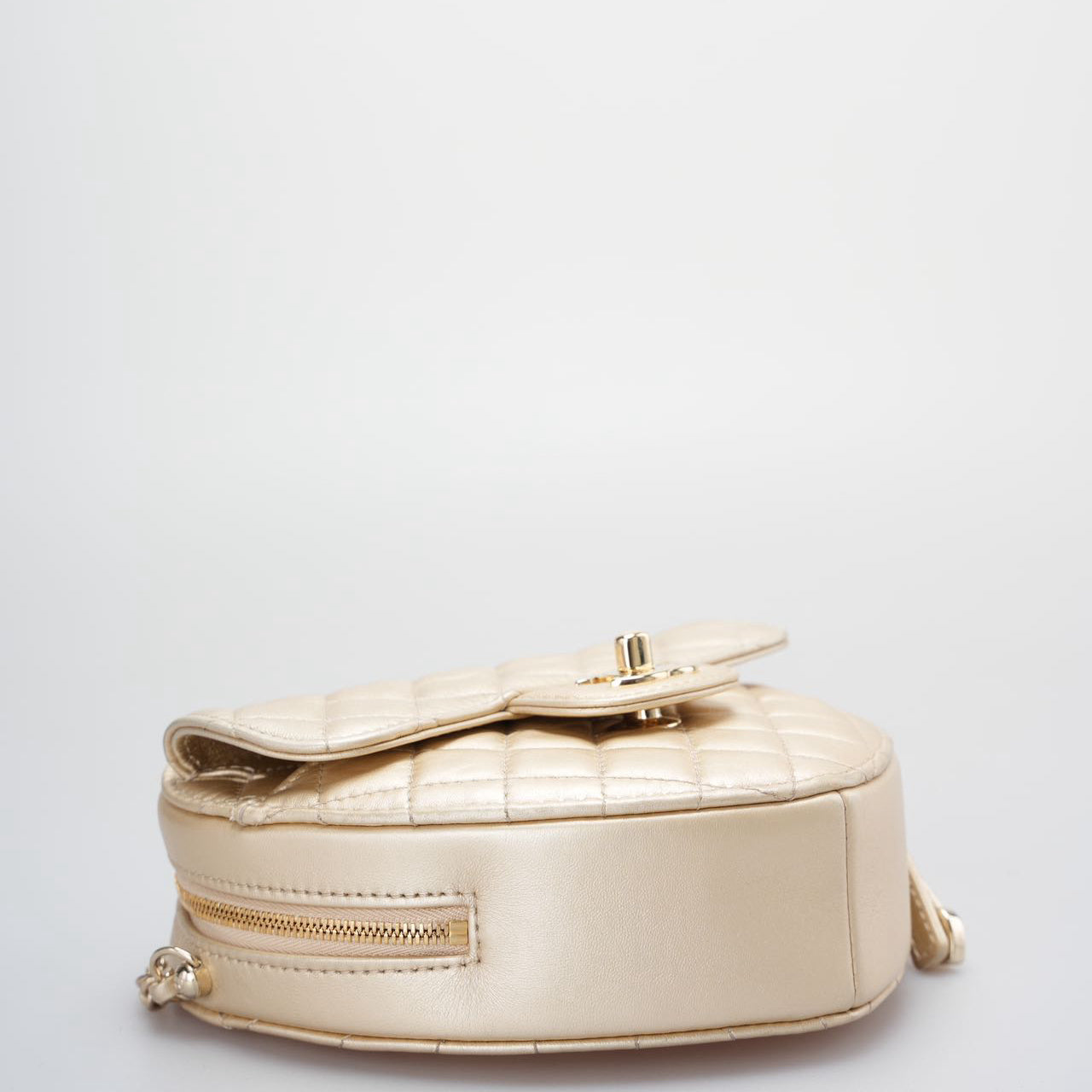 Chanel Champagne Gold Big Heart Bag in Love Heart Clutch Large Size