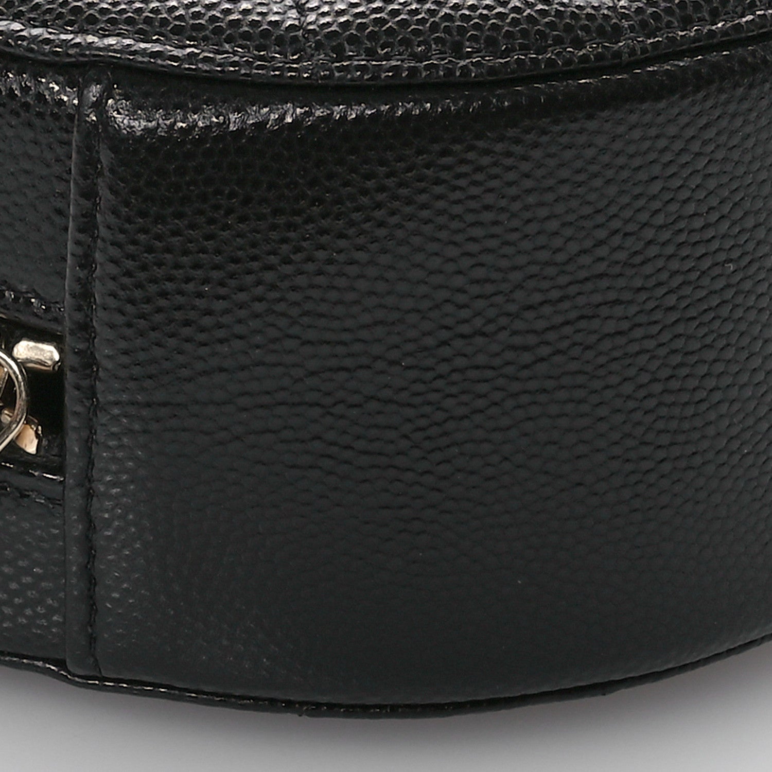 Caviar Quilted Crystal CC Round Clutch With Chain Black