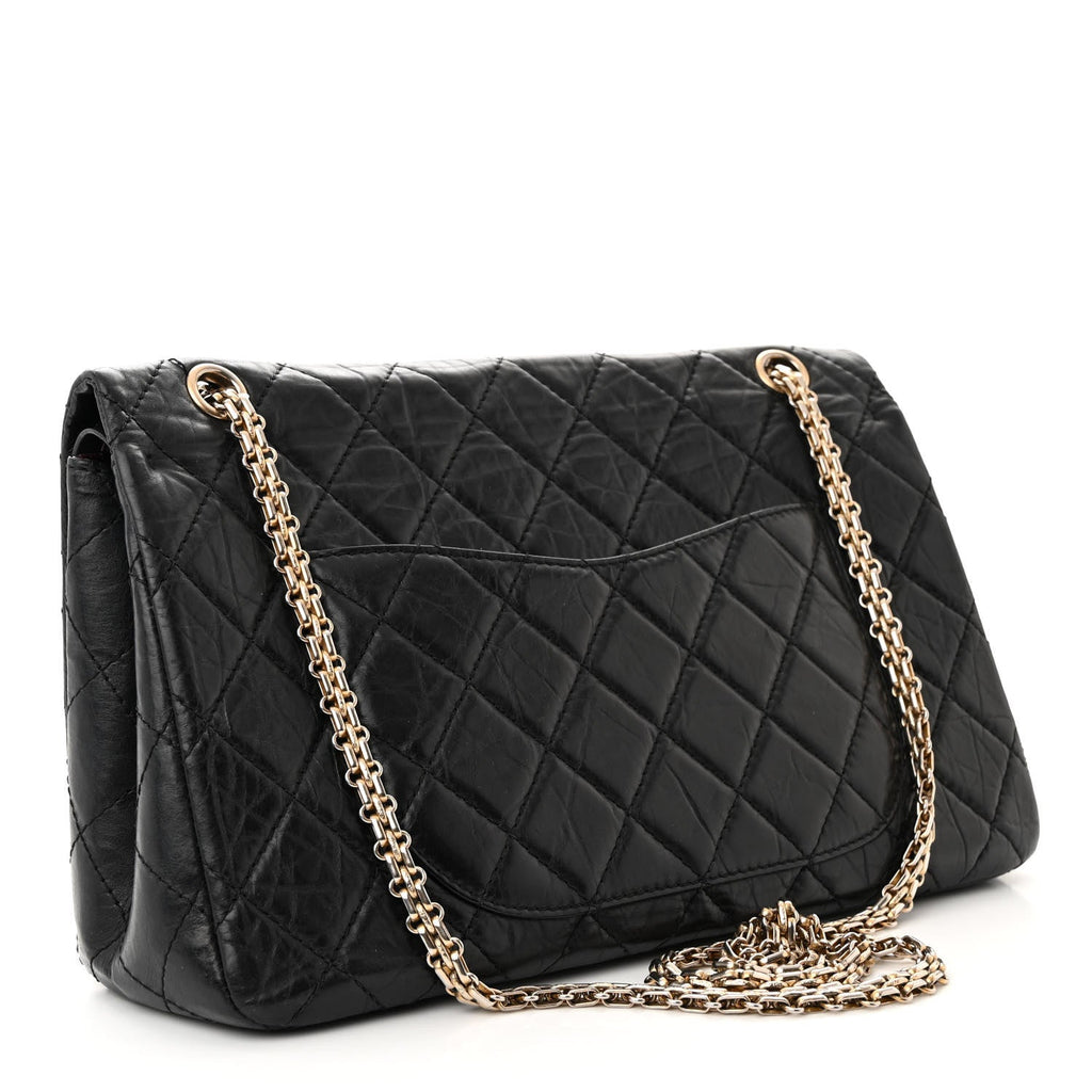 Aged Calfskin Quilted 2.55 Reissue 227 Flap Black