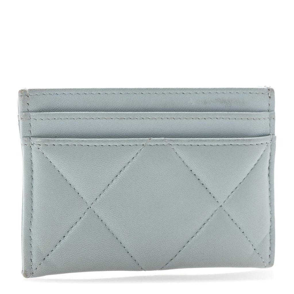Lambskin Quilted Chanel 19  Holder Light Blue