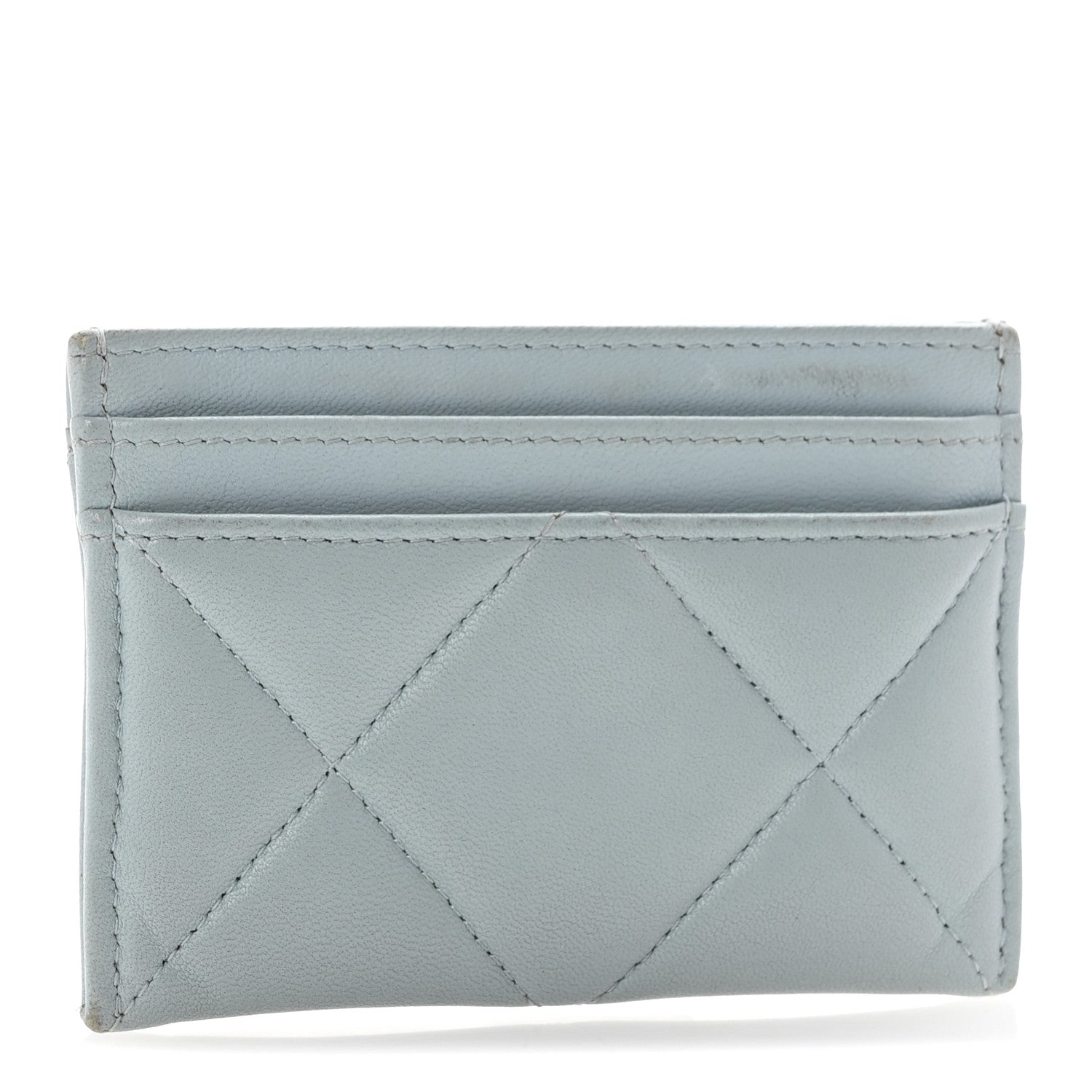Lambskin Quilted Chanel 19  Holder Light Blue