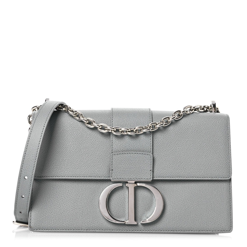 Grained Calfskin 30 Montaigne Chain Flap Bag Grey