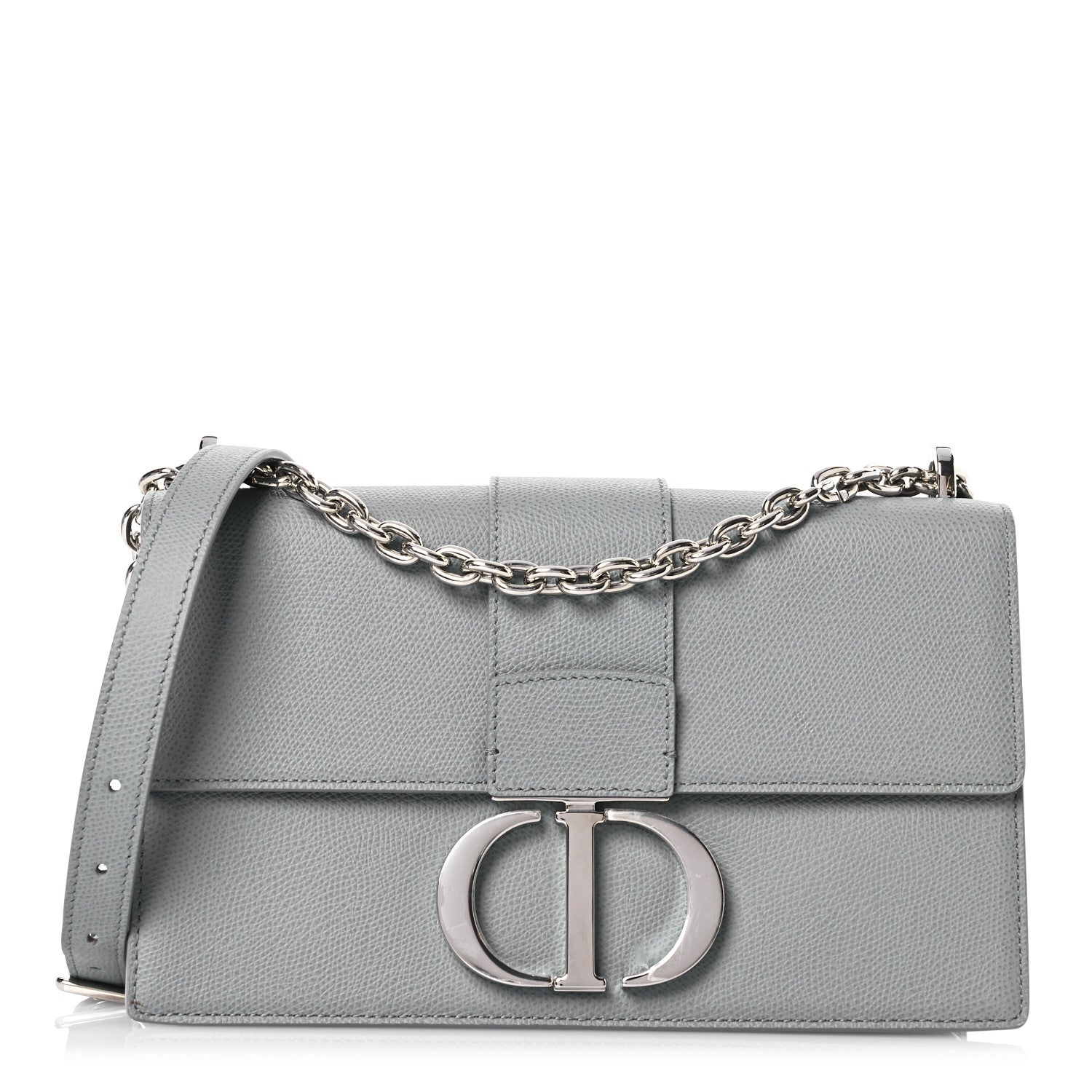 Grained Calfskin 30 Montaigne Chain Flap Bag Grey