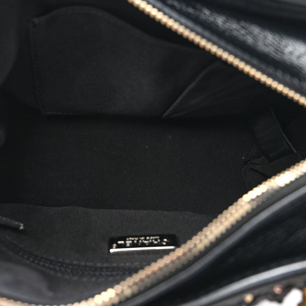 Sequin Calfskin Small Gabrielle Hobo Black Gold