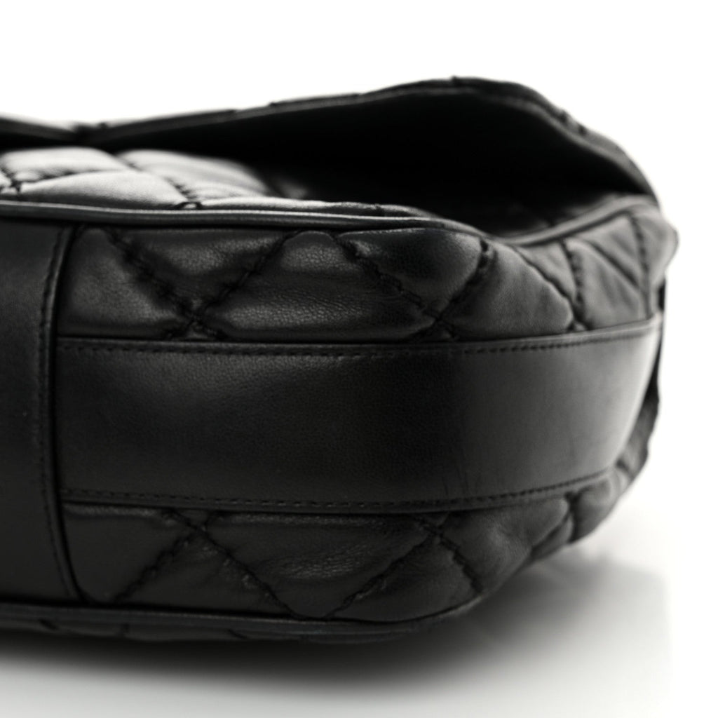 Lambskin Quilted Jumbo Easy Carry Flap Black