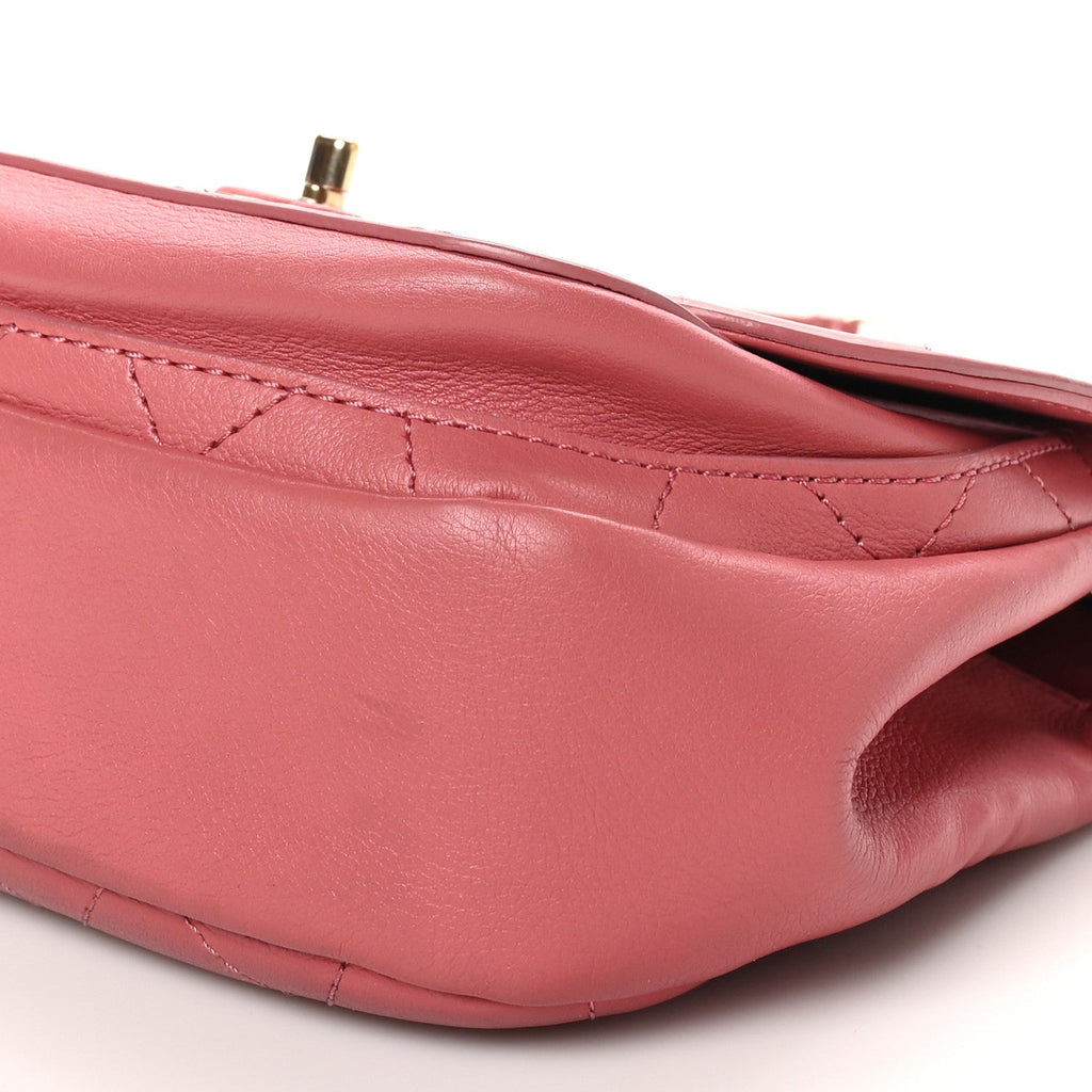 Calfskin Stitched Small Flap Bag Pink