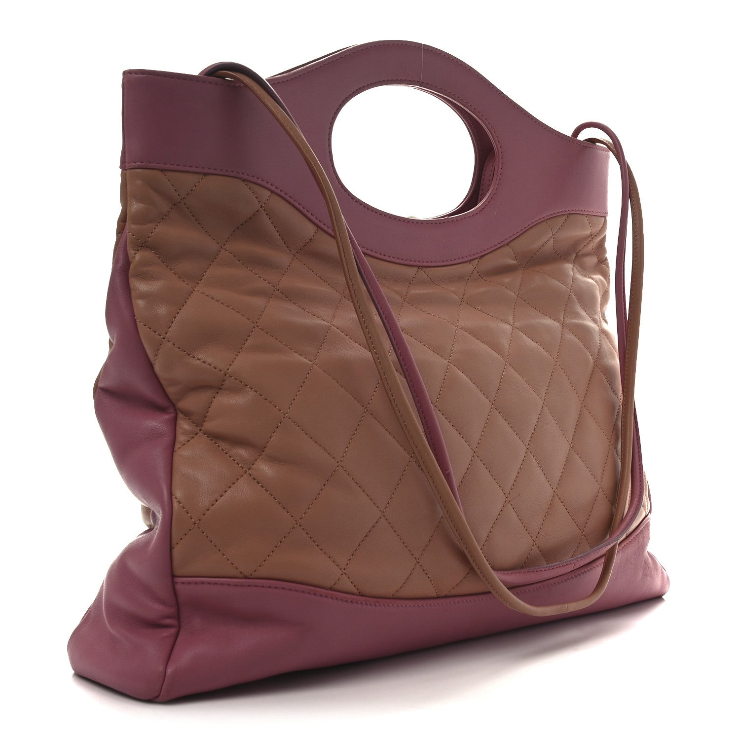 Lambskin Quilted Large 31 Shopping Bag Pink Beige