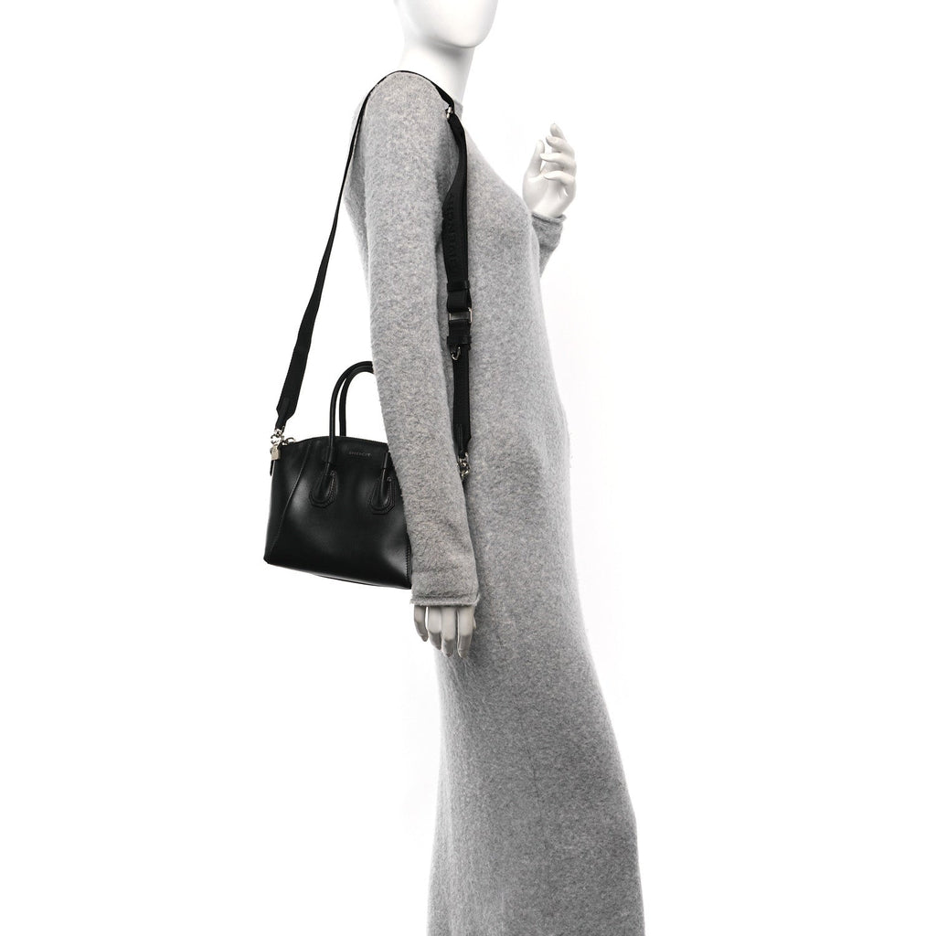 Box Calfskin Mini Sport Antigona Top Handle Bag Black