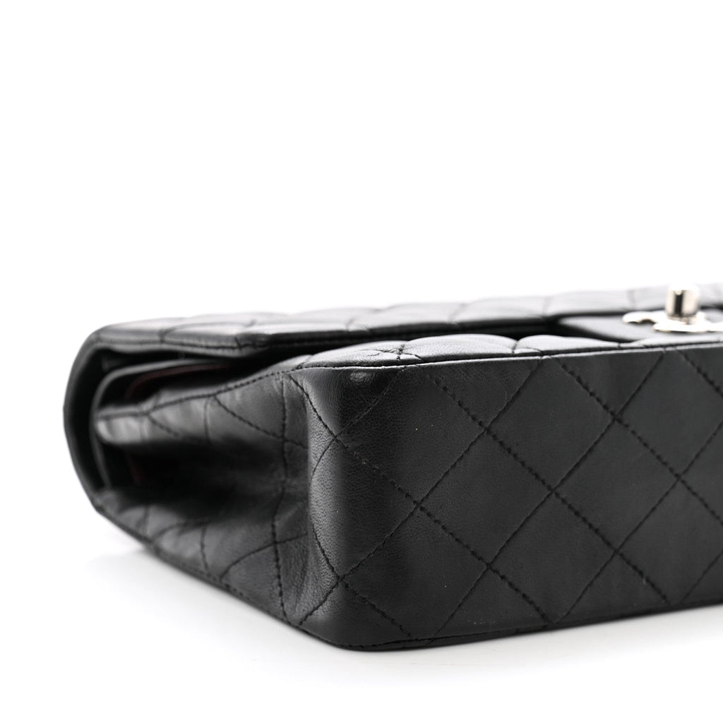 Lambskin Quilted Medium Double Flap Black